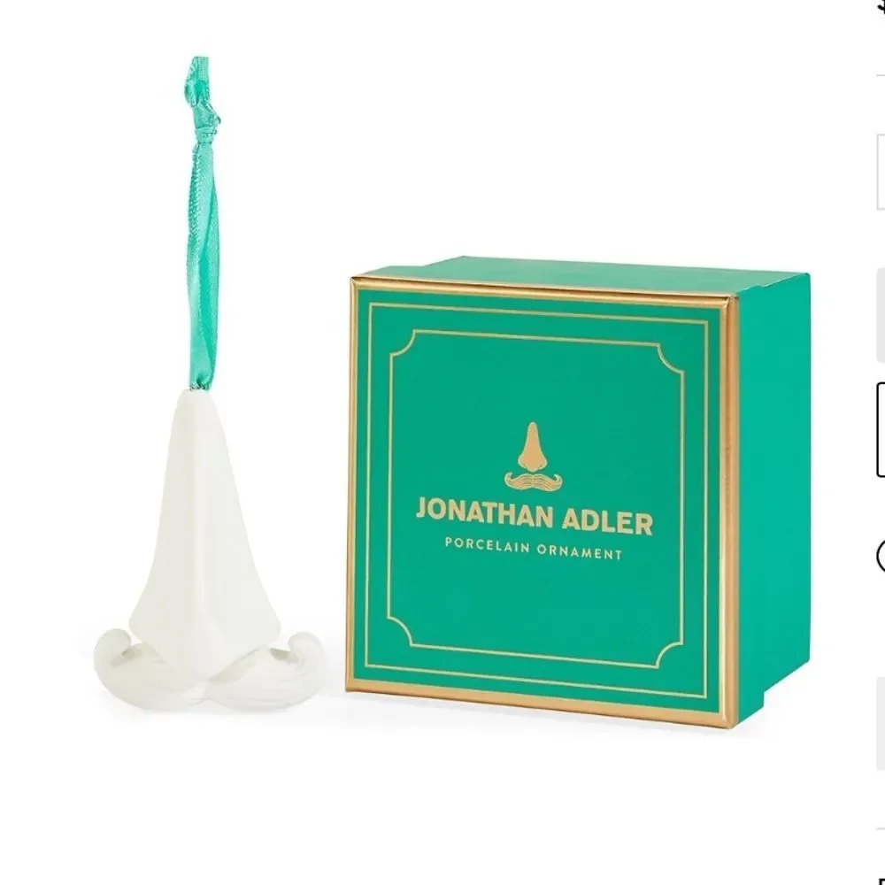 Jonathan Adler porcelain ornament - Mustache new in box